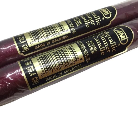 Vintage AMI Metallic Dinner Candle Set of 2 Pair Cranberry 12" Made in USA 0724M - Picture 3 of 5